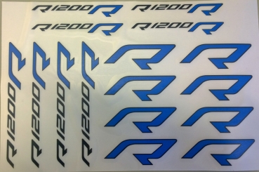 Logo-Aufkleber "R1200R" Bogen A4 mit 8 Paaren, blau