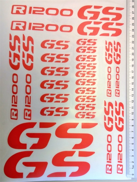 Logo-Aufkleber R 1200 GS (LC) auf A4-Bogen rot